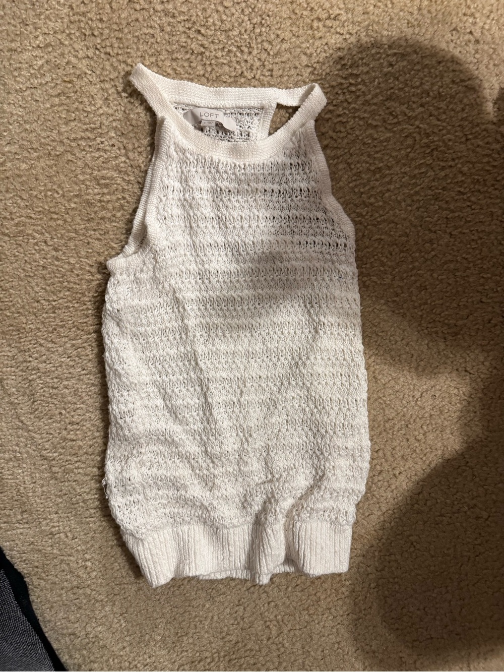 LOFT White Open-Knit Sleeveless Sweater Tank